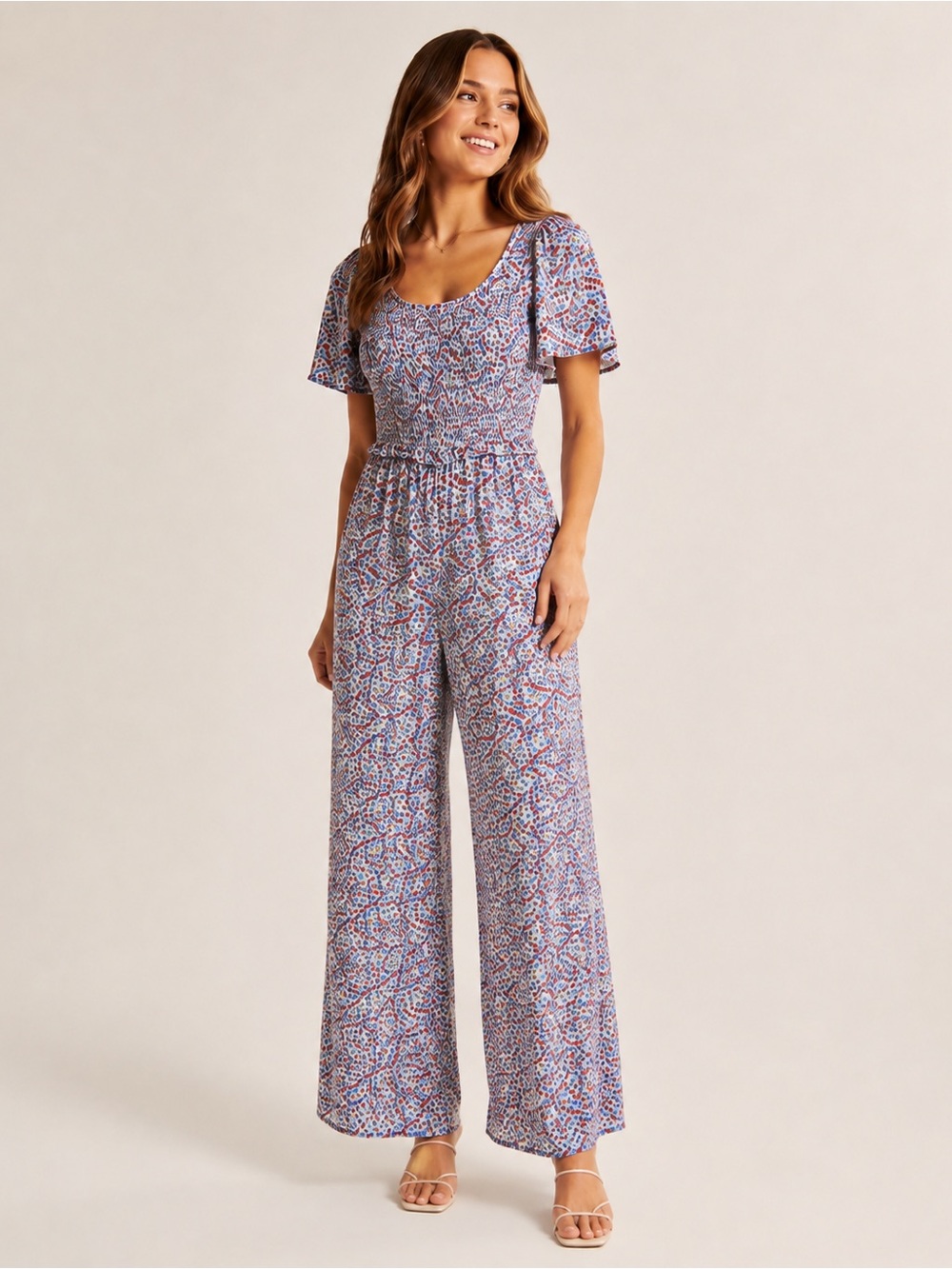 Lulu's Floral Flare short sleeve  Jumpsuit XL